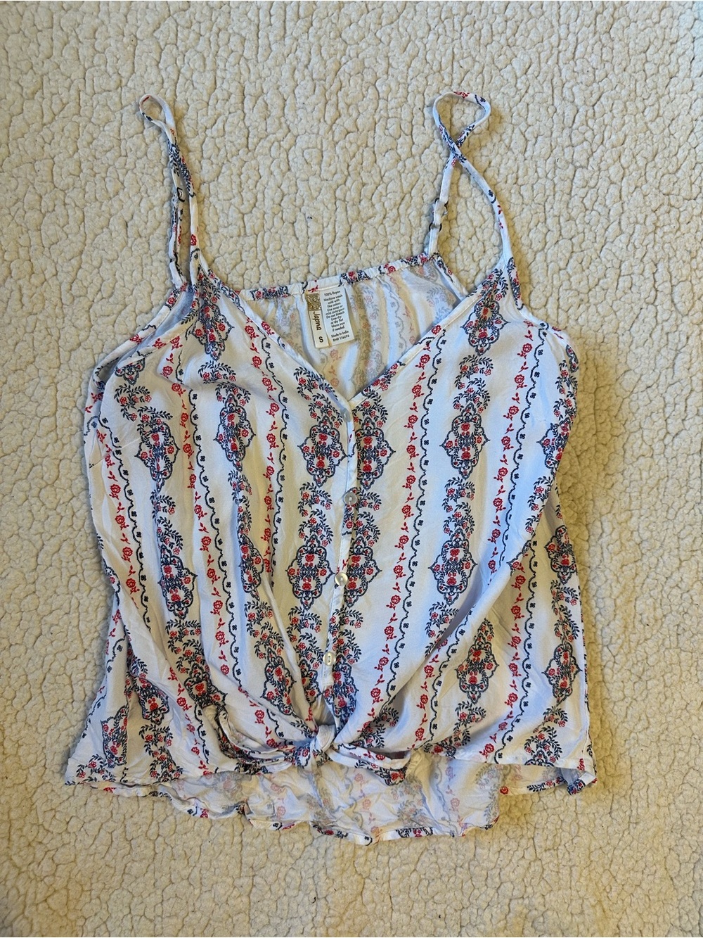 Lightweight Floral Tie-Front Cami Top